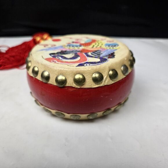 Chinese Hand Drum Percussion Instrument Feng Yang Flower Drum Hand Painted Box - Picture 13 of 15